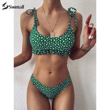 2020 Sexy Green Flowering Bikini Set
